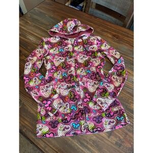 Disneyland Resort Full Zip Hoodie Kidcore Hearts Peace Signs Purple Small